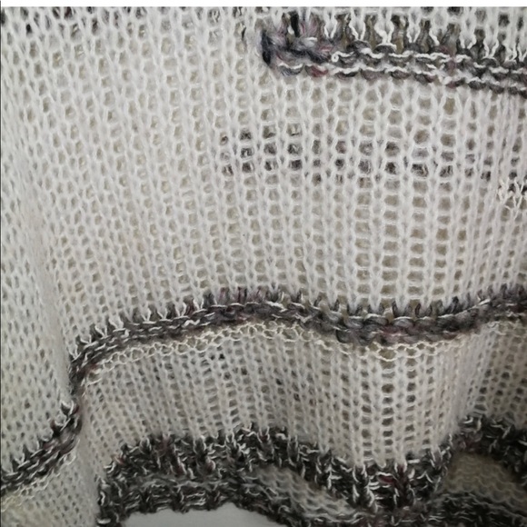 TOPSHOP Neutral Striped Wool Chunky Loose Knit Sweater Size 8 - Picture 3 of 8